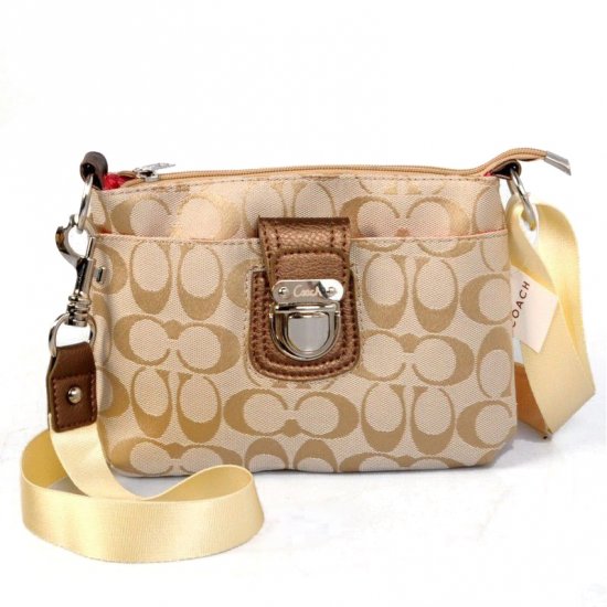 Coach Lock In Signature Small Yellow Crossbody Bags CFE - Click Image to Close